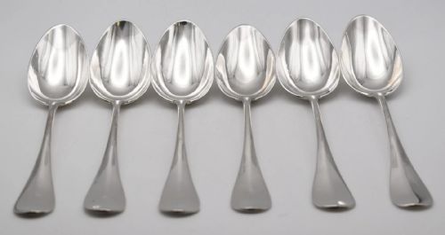 ANTIQUE 19TH CENTURY FRENCH SILVER CUTLERY SET 6 SPOONS 6 FORKS 825G - ADDITIONAL PHOTO 8