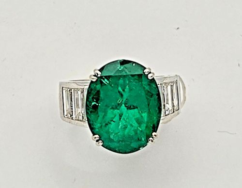 A NATURAL 830 CARAT BERYL COLUMBIAN EMERALD DIAMOND CLUSTER RING CERTIFIED CA 1950'S - ADDITIONAL PHOTO 4
