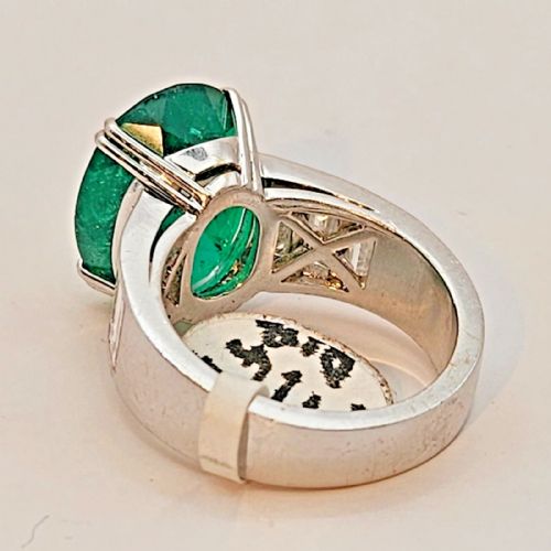 A NATURAL 830 CARAT BERYL COLUMBIAN EMERALD DIAMOND CLUSTER RING CERTIFIED CA 1950'S - ADDITIONAL PHOTO 8