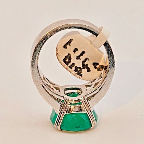A NATURAL 830 CARAT BERYL COLUMBIAN EMERALD DIAMOND CLUSTER RING CERTIFIED CA 1950'S - ADDITIONAL PHOTO 10