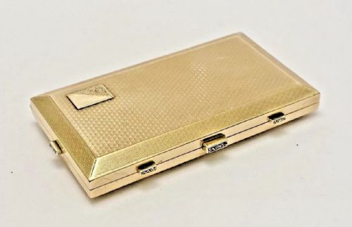 ASPREY ART DECO 9CT SOLID GOLD DIAMOND POWDER COMPACT VANITY CASE - ADDITIONAL PHOTO 2