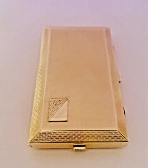 ASPREY ART DECO 9CT SOLID GOLD DIAMOND POWDER COMPACT VANITY CASE - ADDITIONAL PHOTO 4