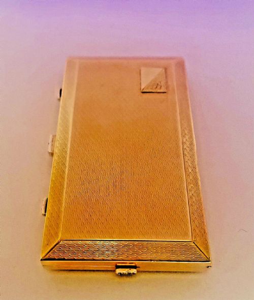 ASPREY ART DECO 9CT SOLID GOLD DIAMOND POWDER COMPACT VANITY CASE - ADDITIONAL PHOTO 5