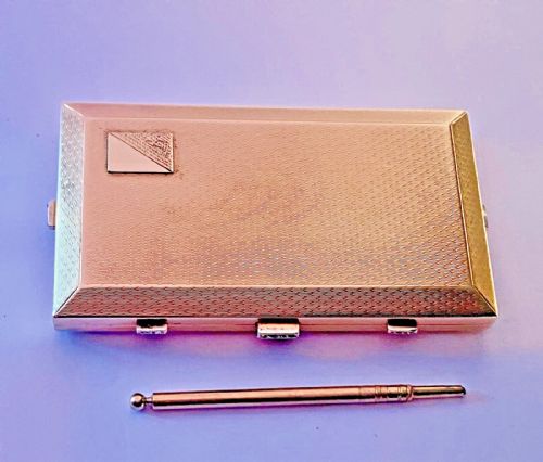 ASPREY ART DECO 9CT SOLID GOLD DIAMOND POWDER COMPACT VANITY CASE - ADDITIONAL PHOTO 6