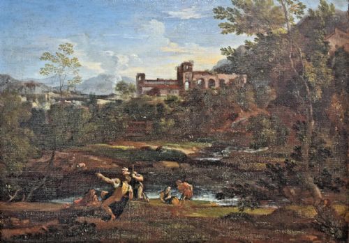 FRANCESCO ZUCCARELLI ANTIQUE CA 1720 CLASSICAL LANDSCAPE PAINTING ORIGINAL FRAME - ADDITIONAL PHOTO 1