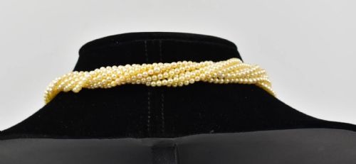 CHAUMET PEARL CHOKER NECKLACE CARVED CAMEO BLACK ONYX HORSE HEAD DIAMOND HALO - ADDITIONAL PHOTO 3