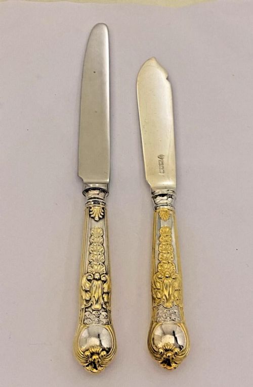 CJ VANDER PARCEL GILT SOLID SILVER COBURG PATTERN 78 PC 12 PLACE CANTEEN CUTLERY - ADDITIONAL PHOTO 8