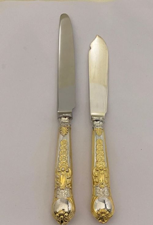 CJ VANDER PARCEL GILT SOLID SILVER COBURG PATTERN 78 PC 12 PLACE CANTEEN CUTLERY - ADDITIONAL PHOTO 9