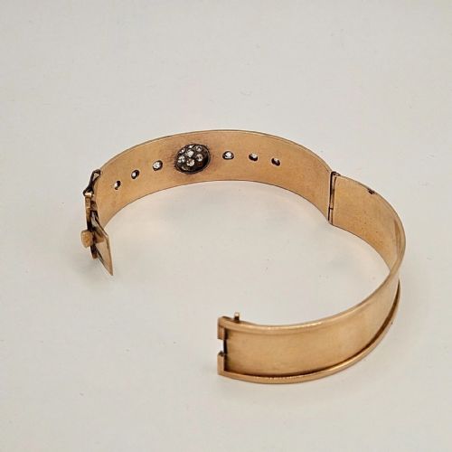 A SUPERB QUALITY ANTIQUE GERMAN 14K GOLD 120 CARAT DIAMOND BANGLE BRACELET - ADDITIONAL PHOTO 10