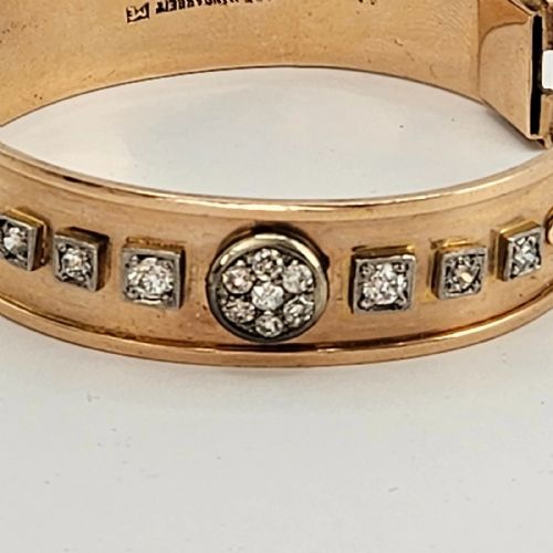A SUPERB QUALITY ANTIQUE GERMAN 14K GOLD 120 CARAT DIAMOND BANGLE BRACELET - ADDITIONAL PHOTO 14