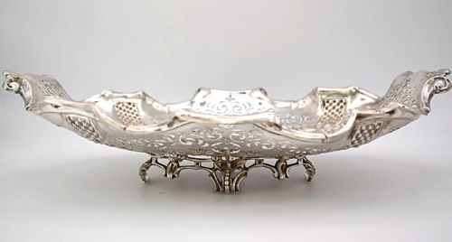 VICTORIAN SOLID SILVER PIERCED OVAL SERVING DISH SHEFFIELD 1898 BY MARTIN HALL - ADDITIONAL PHOTO 1