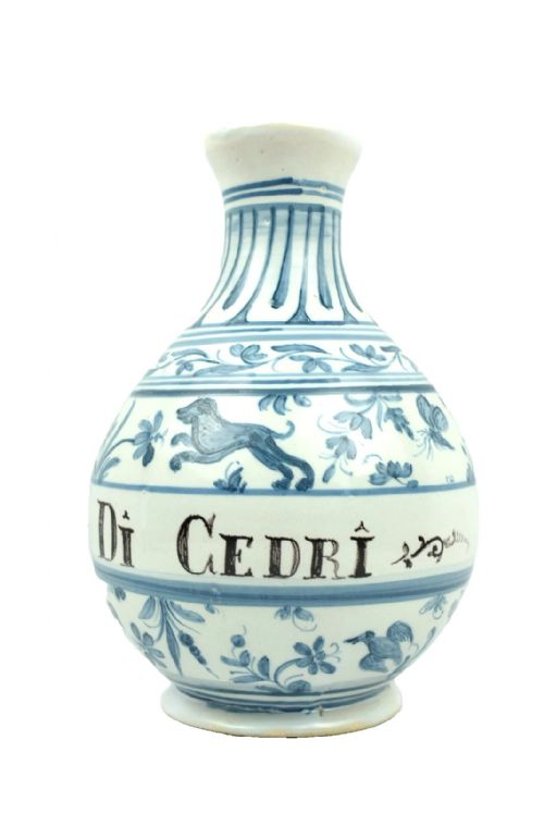 A FAIENCE APOTHECARY CERAMIC CHEMIST BOTTLE INSCRIBED AQ DI GREEDRI - ADDITIONAL PHOTO 1