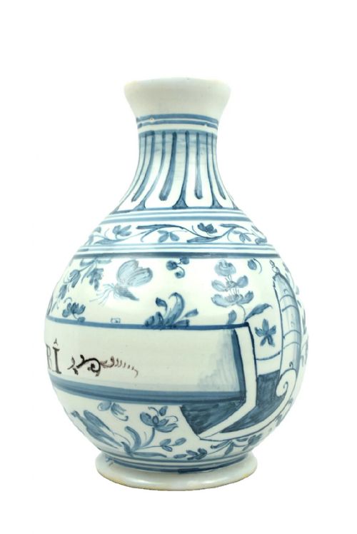 A FAIENCE APOTHECARY CERAMIC CHEMIST BOTTLE INSCRIBED AQ DI GREEDRI - ADDITIONAL PHOTO 2