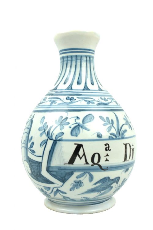 A FAIENCE APOTHECARY CERAMIC CHEMIST BOTTLE INSCRIBED AQ DI GREEDRI - ADDITIONAL PHOTO 4