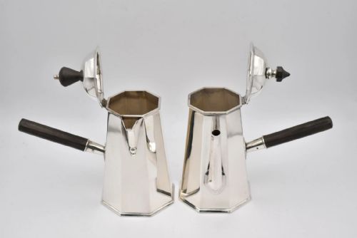 EDWARDIAN SILVER SIDEHANDLED COFFEE POT MILK JUG HARRISON BROTHERS HOWSON - ADDITIONAL PHOTO 1