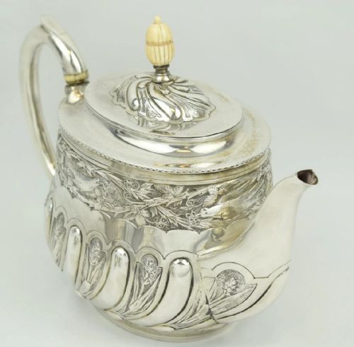STYLISH ART NOUVEAU SOLID SILVER 3 PIECE TEA SET BIRMINGHAM 1924 FS - ADDITIONAL PHOTO 2