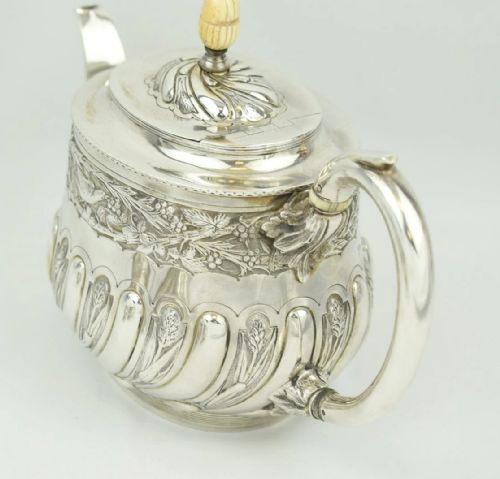 STYLISH ART NOUVEAU SOLID SILVER 3 PIECE TEA SET BIRMINGHAM 1924 FS - ADDITIONAL PHOTO 5