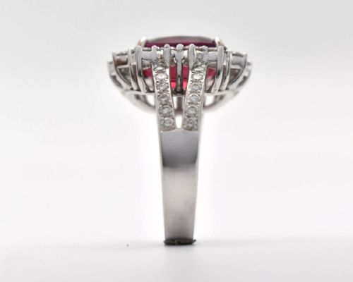 VINTAGE 18CT GOLD RUBY DIAMOND OVAL CLUSTER RING 681CT RUBY 105CT DIAMONDS - ADDITIONAL PHOTO 3