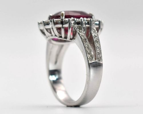 VINTAGE 18CT GOLD RUBY DIAMOND OVAL CLUSTER RING 681CT RUBY 105CT DIAMONDS - ADDITIONAL PHOTO 4