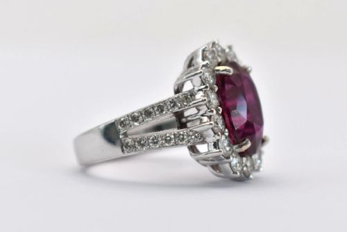 VINTAGE 18CT GOLD RUBY DIAMOND OVAL CLUSTER RING 681CT RUBY 105CT DIAMONDS - ADDITIONAL PHOTO 5