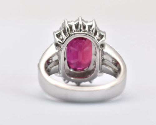 VINTAGE 18CT GOLD RUBY DIAMOND OVAL CLUSTER RING 681CT RUBY 105CT DIAMONDS - ADDITIONAL PHOTO 6