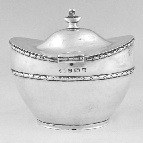 STERLING SILVER TEA CADDY 1945 BIRMINGHAM BY ERNEST DRUIFF CO - ADDITIONAL PHOTO 3