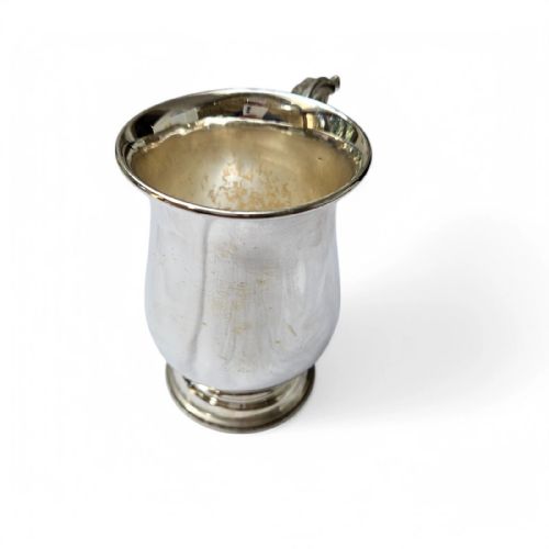 ANTIQUE SOLID SILVER CHRISTENING MUG ROCOCO SCROLL HANDLE BALUSTER FORM - ADDITIONAL PHOTO 1