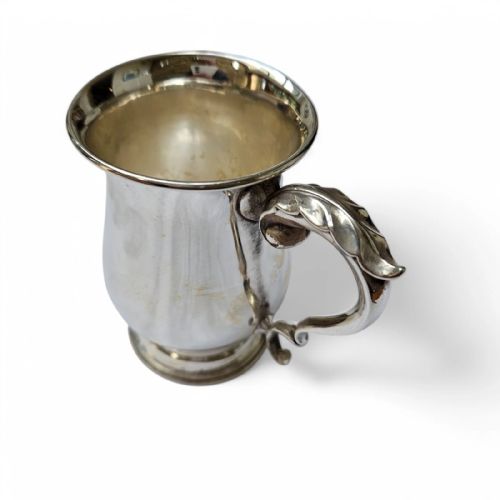 ANTIQUE SOLID SILVER CHRISTENING MUG ROCOCO SCROLL HANDLE BALUSTER FORM - ADDITIONAL PHOTO 4