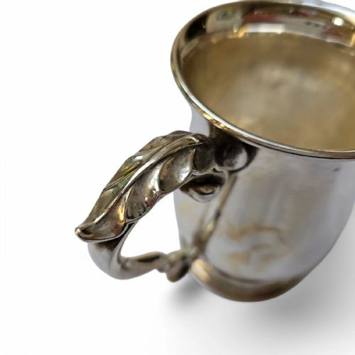 ANTIQUE SOLID SILVER CHRISTENING MUG ROCOCO SCROLL HANDLE BALUSTER FORM - ADDITIONAL PHOTO 7