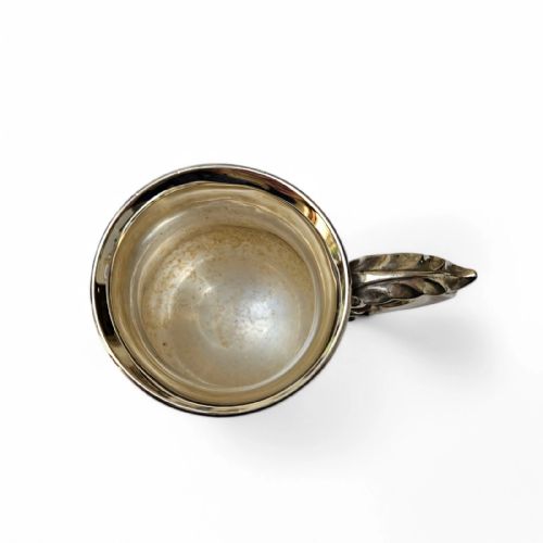 ANTIQUE SOLID SILVER CHRISTENING MUG ROCOCO SCROLL HANDLE BALUSTER FORM - ADDITIONAL PHOTO 10