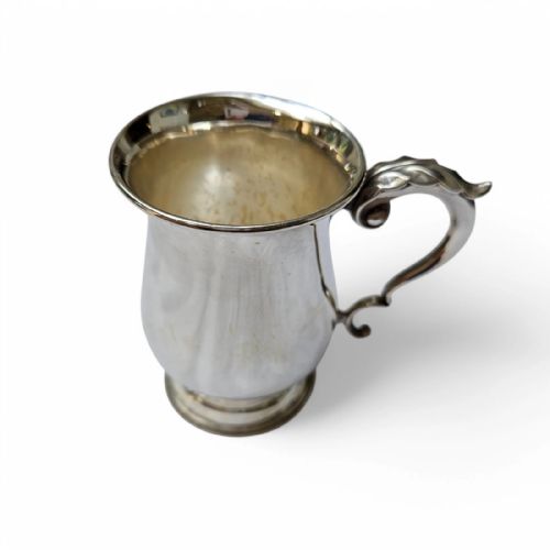 ANTIQUE SOLID SILVER CHRISTENING MUG ROCOCO SCROLL HANDLE BALUSTER FORM - ADDITIONAL PHOTO 11