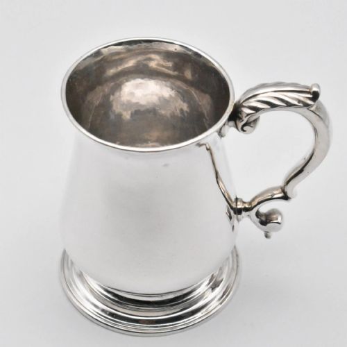1742 LONDON GEORGIAN SOLID SILVER TANKARD ANTIQUE 18THC MUG 2389G - ADDITIONAL PHOTO 2