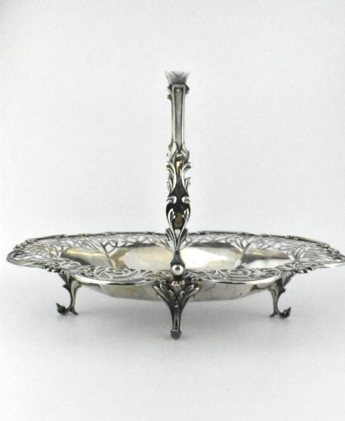 1909 SOLID SILVER INTRICATE PIERCEDWORK BASKET BY JAMES DIXON SONS LTD - ADDITIONAL PHOTO 4