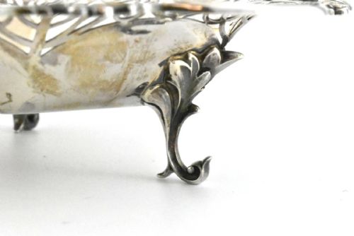 1909 SOLID SILVER INTRICATE PIERCEDWORK BASKET BY JAMES DIXON SONS LTD - ADDITIONAL PHOTO 7