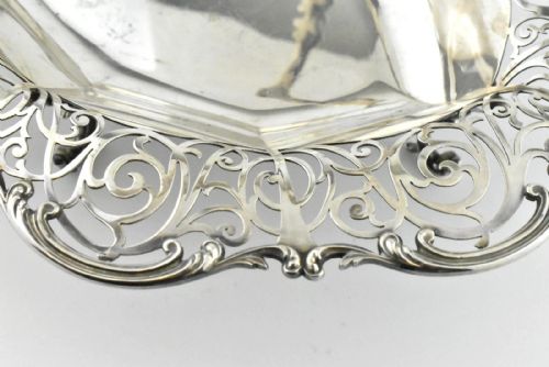 1909 SOLID SILVER INTRICATE PIERCEDWORK BASKET BY JAMES DIXON SONS LTD - ADDITIONAL PHOTO 8