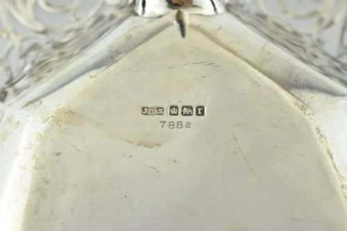 1909 SOLID SILVER INTRICATE PIERCEDWORK BASKET BY JAMES DIXON SONS LTD - ADDITIONAL PHOTO 9