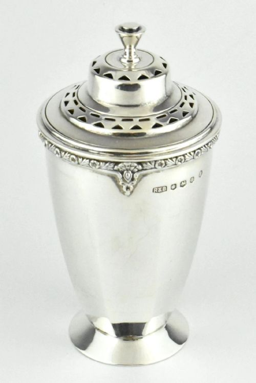 1934 ROBERTS BELK ART DECO SOLID SILVER POLYGON SIDES ROUND TOP SUGAR SHAKER - ADDITIONAL PHOTO 3