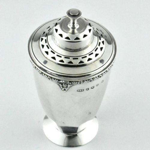 1934 ROBERTS BELK ART DECO SOLID SILVER POLYGON SIDES ROUND TOP SUGAR SHAKER - ADDITIONAL PHOTO 7