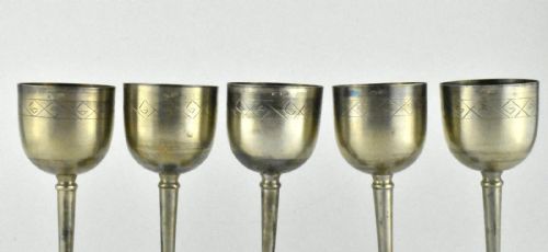 10 PCS ANTIQUE RUSSIAN JUDAICA 875 SILVER KIDDUSH CUPS - ADDITIONAL PHOTO 2