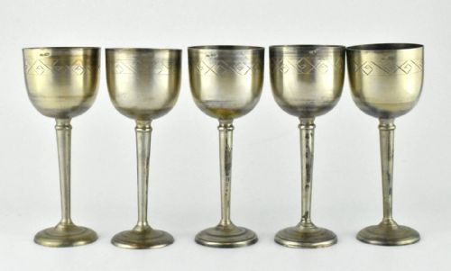 10 PCS ANTIQUE RUSSIAN JUDAICA 875 SILVER KIDDUSH CUPS - ADDITIONAL PHOTO 5