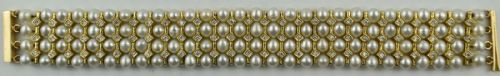 VINTAGE MID CENTURY CULTURED PEARL DIAMOND BRACELET SET IN 18KT YELLOW GOLD - ADDITIONAL PHOTO 7