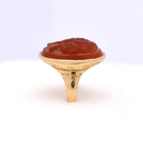ANTIQUE 18CT GOLD CARNELIAN INTAGLIO RING CLASSICAL FEMALE PORTRAIT CIRCA 1830'S - ADDITIONAL PHOTO 3