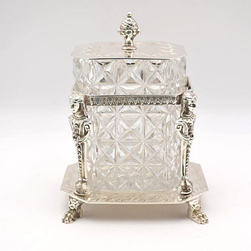 VICTORIAN WALKER HALL SILVER PLATED CUT GLASS BISCUIT BARREL CIRCA 1860S - ADDITIONAL PHOTO 7