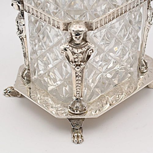 VICTORIAN WALKER HALL SILVER PLATED CUT GLASS BISCUIT BARREL CIRCA 1860S - ADDITIONAL PHOTO 9
