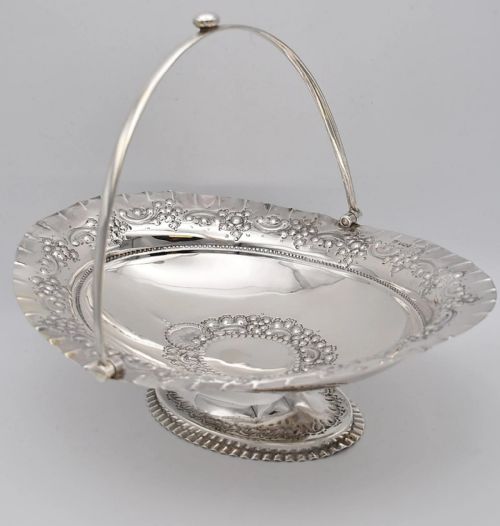 SOLID SILVER BASKET WITH EMBOSSED DETAILING JAMES DEAKIN SONS SHEFFIELD 1897 - ADDITIONAL PHOTO 11