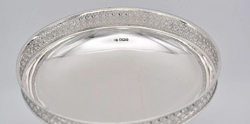 SILVER PEDESTAL FRUIT BOWL WITH LATTICE DETAIL BY WALKER HALL SHEFFIELD 1920 - ADDITIONAL PHOTO 3