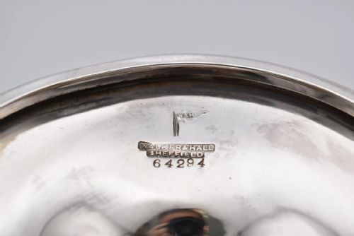 SILVER PEDESTAL FRUIT BOWL WITH LATTICE DETAIL BY WALKER HALL SHEFFIELD 1920 - ADDITIONAL PHOTO 5