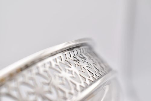 SILVER PEDESTAL FRUIT BOWL WITH LATTICE DETAIL BY WALKER HALL SHEFFIELD 1920 - ADDITIONAL PHOTO 7