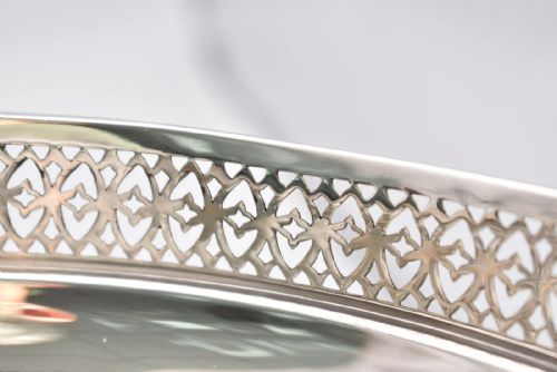 SILVER PEDESTAL FRUIT BOWL WITH LATTICE DETAIL BY WALKER HALL SHEFFIELD 1920 - ADDITIONAL PHOTO 8