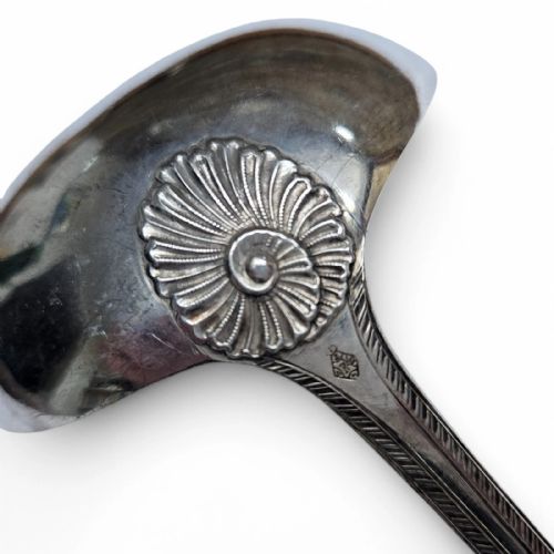 ANTIQUE SOLID SILVER SAUCE LADLE VICTORIAN 1865 ORNATE SCROLLWORK - ADDITIONAL PHOTO 2